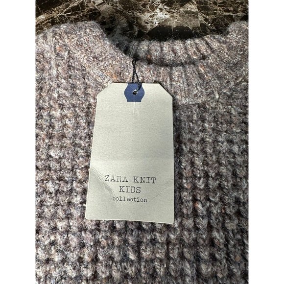 Zara Kids Size 9 134 Cm Chunky Knit Sweater In Brown Blend Cotton Blend #F2-3 - Picture 3 of 9